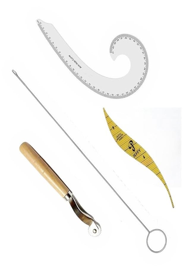 JEFFY Sewing and Pattern Making Tool Set - French Curve, Measuring Ruler, Loop Turner, Tracing Wheel & More - Image 1
